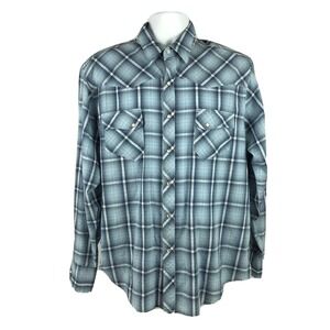 WRANGLER‎ WRANCHER WESTERN SHIRT Men's XL Pearl Snaps Plaid Cowboy Rodeo Rancher